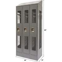 Casiers ventil&eacute;s, Bloc de 3, 36" x 18" x 88", Acier, Gris, D&eacute;mont&eacute;, Perfor&eacute; OCP Construction Supplies