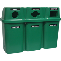 Contenants de recyclage Bullseye, Bord de rue, Plastique, 3 x 22 gal. US OCP Construction Supplies