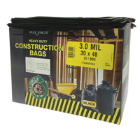 Contractor Liners, Strong, 30" W x 48" L, 3 mils, Black, 113.56 L (30 Gal.) Capacity OCP Construction Supplies