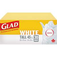 Tall 45L Unscented Garbage Bags, Regular, 24" W x 28" L, White OCP Construction Supplies