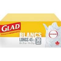 Tall 45L Unscented Garbage Bags, Regular, 24" W x 28" L, White OCP Construction Supplies
