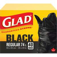 74L Garbage Bags, Regular, 26" W x 33" L, Black OCP Construction Supplies