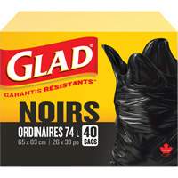 74L Garbage Bags, Regular, 26" W x 33" L, Black OCP Construction Supplies