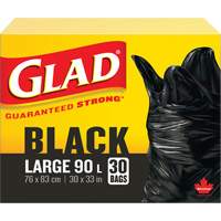 90L Garbage Bags, Regular, 30" W x 33" L, Black OCP Construction Supplies