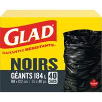 184L Garbage Bags, Regular, 35" W x 48" L, Black OCP Construction Supplies