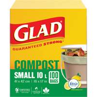 Small Compostable Bags, Regular, 17" L x 16" W, Brown, 10 L (3 Gal.) Capacity OCP Construction Supplies