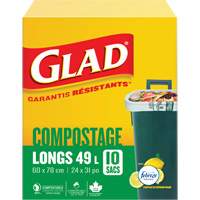 Tall Compostable Bags, Regular, 31" L x 24" W, Brown, 49 L (13 Gal.) Capacity OCP Construction Supplies