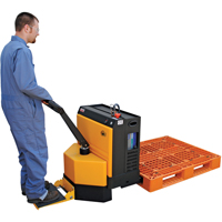Fully Powered Electric Pallet Truck With  Stand-On Platform, 4500 lbs. Cap., 48" L x 30.25" W OCP Construction Supplies