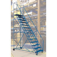 Escabeau roulant certifi&eacute; par la CSA avec pied verrouillable, 14 marches, Largeur de la marche 30", Hauteur de la plateforme 128", Acier OCP Construction Supplies