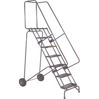 Fold-N-Store Rolling Ladders, 7 Steps, Perforated, 70" High OCP Construction Supplies