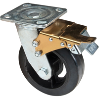 Mold-on Caster, Swivel with Brake, 6" (152.4 mm), Rubber, 550 lbs. (249 kg.) OCP Construction Supplies