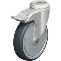 Stainless Steel Thermoplastic Elastomer Caster, Swivel with Brake, 5" (127 mm) Dia., 265 lbs. (120 kg.) Capacity OCP Construction Supplies