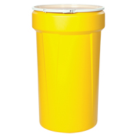 Baril emboîtable en poly&eacute;thyl&egrave;ne, 55 gal. US (45 gal. imp.), Dessus ouvert, Jaune OCP Construction Supplies