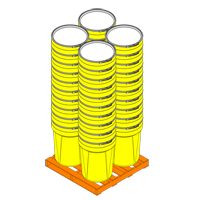 Baril emboîtable en poly&eacute;thyl&egrave;ne, 30 gal. US (25 gal. imp.), Dessus ouvert, Jaune OCP Construction Supplies