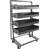 Chariot &agrave; cadre en A robuste &agrave; un c&ocirc;t&eacute; avec 4 grands plateaux &agrave; rebord, 38" x 25" x 63", Capacit&eacute; 2500 lb OCP Construction Supplies