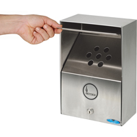 Smoking Receptacles, Wall-Mount, Stainless Steel, 3.3 Litres Capacity, 13-1/2" Height OCP Construction Supplies
