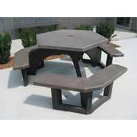 Tables de pique-nique hexagonales en plastique recycl&eacute;, 78" lo x 78" la, Brun OCP Construction Supplies