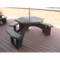 Tables de pique-nique hexagonales en plastique recycl&eacute;, 78" lo x 78" la, Brun OCP Construction Supplies