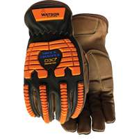 Drill Sergeant Impact Gloves, Large, Grain Leather Palm, Slip-On Cuff OCP Construction Supplies