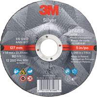 Meule &agrave; tronçonner Silver, 5" x 0,045", Arbre de 7/8", Type 27, C&eacute;ramique, 12250 Tr/min OCP Construction Supplies