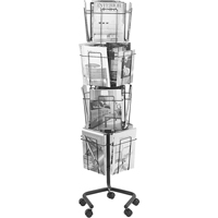 Literature Display Racks - Rotary Floor Displays, Rotating, 16 Slots, Wire Mesh, 15" W x 15" D x 60" H OCP Construction Supplies