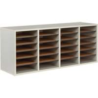 Adjustable Compartment Literature Organizer, Stationary, 24 Slots, Wood, 39-1/4" W x 11-3/4" D x 16-1/4" H OCP Construction Supplies