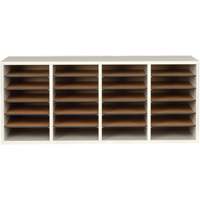 Adjustable Compartment Literature Organizer, Stationary, 24 Slots, Wood, 39-1/4" W x 11-3/4" D x 16-1/4" H OCP Construction Supplies