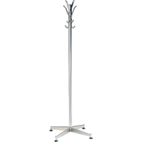 Coat Tree, 60" H, Steel, Chrome, 8 Hook(s) OCP Construction Supplies