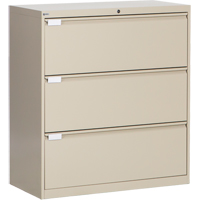 Classeur lat&eacute;ral, Acier, 3 tiroirs, 36" la x 18" p x 40-1/16" h, Beige OCP Construction Supplies