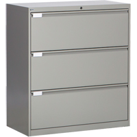 Classeur lat&eacute;ral, Acier, 3 tiroirs, 36" la x 18" p x 40-1/16" h, Gris OCP Construction Supplies