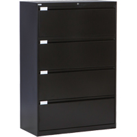 Classeur lat&eacute;ral, Acier, 4 tiroirs, 36" la x 18" p x 53-3/8" h, Noir OCP Construction Supplies