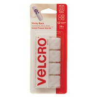 Fastener Squares, Hook & Loop, 7/8" Dia., Adhesive, White OCP Construction Supplies