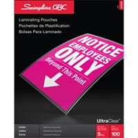 Swingline UltraClear Laminating Letter Pouches OCP Construction Supplies