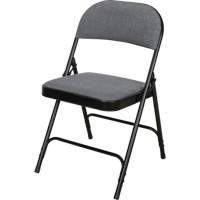 Deluxe Fabric Padded Folding Chair, Steel, Grey, 300 lbs. Weight Capacity OCP Construction Supplies