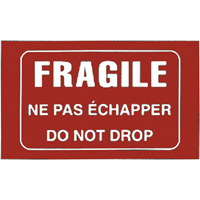 "Fragile" Bilingual Special Handling Labels, 5" L x 3" W, White on Red OCP Construction Supplies