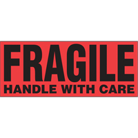 "Fragile Handle with Care" Special Handling Labels, 5" L x 2" W, Black on Red OCP Construction Supplies