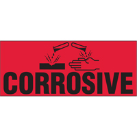 "Corrosive" Special Handling Labels, 5" L x 2" W, Black on Red OCP Construction Supplies