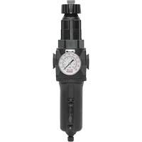 Manual Drain Filter/Regulator with Metal Bowl & Gauge Modulair 400, 1/2" NPT, 200 psi, 9.1 fl. oz. Capacity OCP Construction Supplies