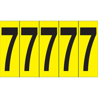 Rep&egrave;res adh&eacute;sifs &agrave; chiffres individuels, 7, 3-7/8" h, Noir sur jaune OCP Construction Supplies