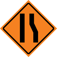 Merge Left Roll-Up Traffic Sign, 36" x 36", Vinyl, Pictogram OCP Construction Supplies