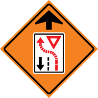 Yield Ahead Roll-Up Traffic Sign, 29-1/2" x 29-1/2", Vinyl, Pictogram OCP Construction Supplies
