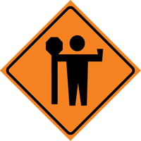 Flagman Roll-Up Sign Traffic Sign, 36" x 36", Vinyl, Pictogram OCP Construction Supplies