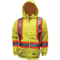 Chandail &agrave; capuchon de s&eacute;curit&eacute; en molleton, Polyester, Petit, Jaune lime haute visibilit&eacute; OCP Construction Supplies