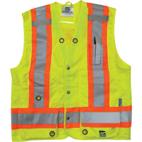 Surveyor Safety Vest, High Visibility Lime-Yellow, Small, Polyester OCP Construction Supplies