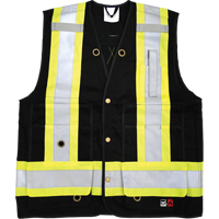 Fire Retardant Surveyor Safety Vest, Black, Small, Cotton OCP Construction Supplies