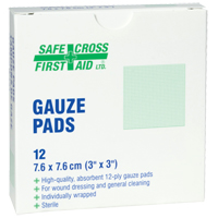 Gaze, Tampon, 3" lo x 3" la, St&eacute;rile, Dispositif m&eacute;dical Classe 1 OCP Construction Supplies