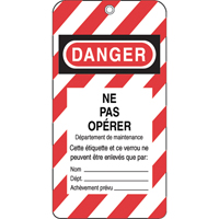 Lockout Tags, Plastic, 3" W x 5-3/4" H, French OCP Construction Supplies