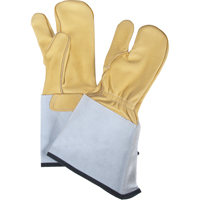 3-Finger Gloves, Medium, Grain Cowhide Palm OCP Construction Supplies