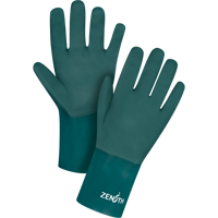 Double Dipped Green Gloves, 12" L, PVC, Cotton Jersey Inner Lining, 70-mil OCP Construction Supplies