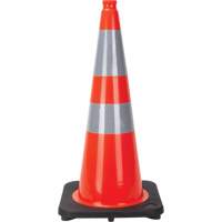 C&ocirc;ne de signalisation, 28", Orange, Bande(s) r&eacute;fl&eacute;chissante(s) 4" & 6" OCP Construction Supplies